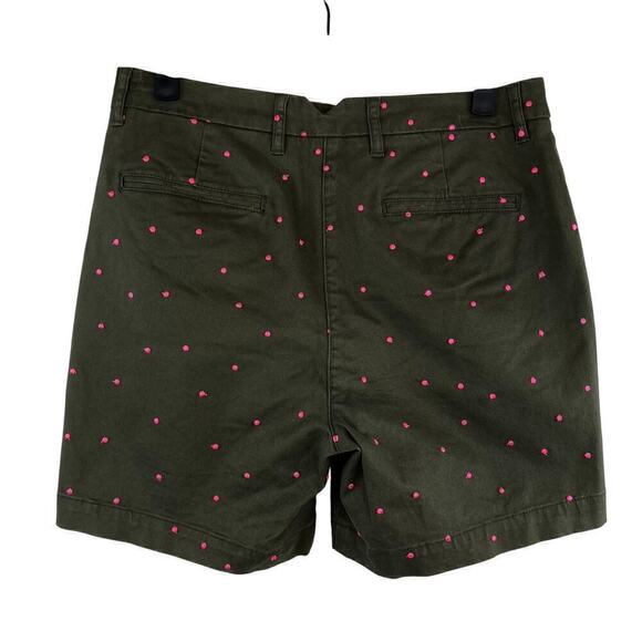 Boden Rachel Chino Shorts Army Green Embroidered Pink Polka Dot Size US 6 - Picture 3 of 10